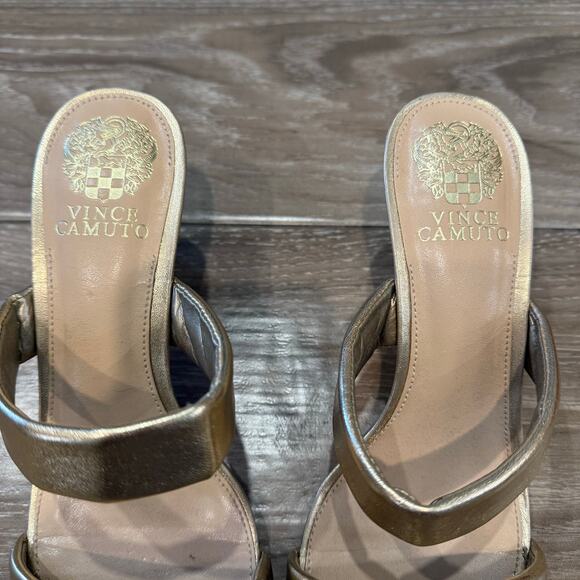 Vince Camuto Gold Aslee Square Toe Sandals Sz 8.5 - Picture 4 of 14